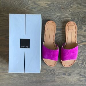 Dolce Vita Pink Suede Slides 8.5